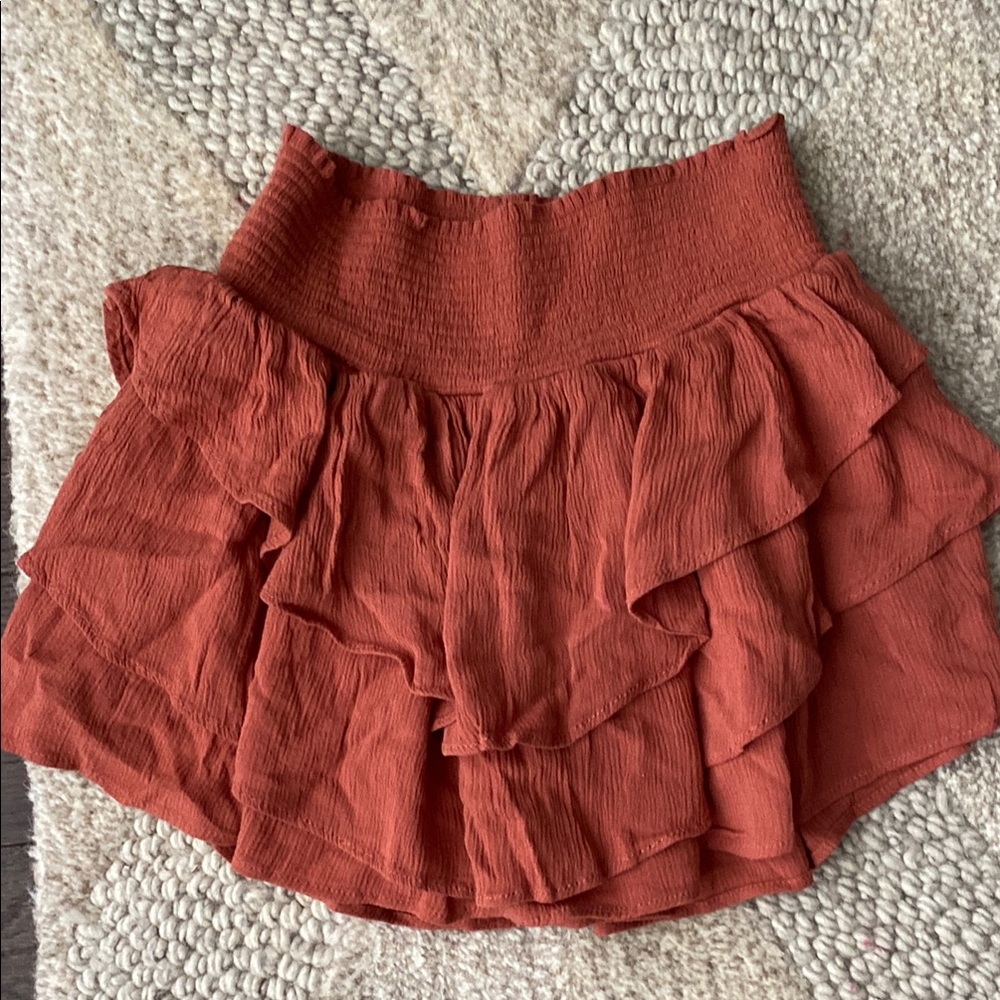 Rust Ruffle Skort